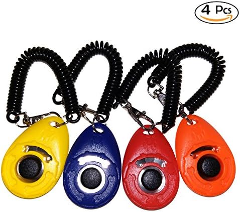 Dog Training Clicker with Wrist Strap Pet clickers Training Kit Obedience Training System Water Drop Shaped Set of 4