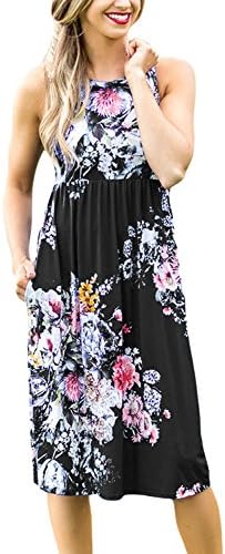 ZNGUnd Womens Summer Casual Floral Print Midi Dresses (S-XL) BlackL Smart
