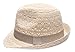 Women's Summer Foldable Vented Lace Trilby Fedora Beach Sun Hat with The Band. (Natural)