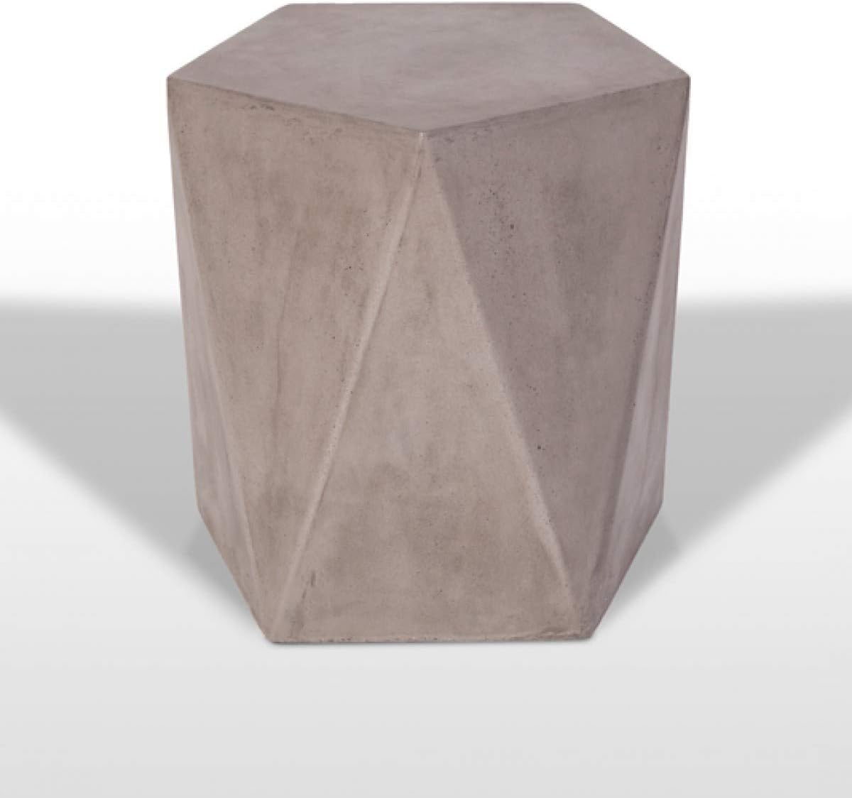 Limari Home Amedeo Collection Modern Style Acrylic Sealed Concrete Living Room End Table, Stool, Dark Grey