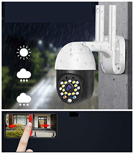 EsiCam Waterproof WiFi Speed Small Dome Surveillance Camera Outdoor PTZ Wireless IP Camera with iOS & Android APP 5X Zoom Pan Tilt(320 degree/90 Degree) (1.5\