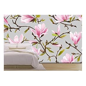 Vector - Seamless Floral Pattern. Magnolia Flowers and Leaves Background. Exotic Flower. Vector - Removable Wall Mural | Self-Adhesive Large Wallpaper - 66x96 inches