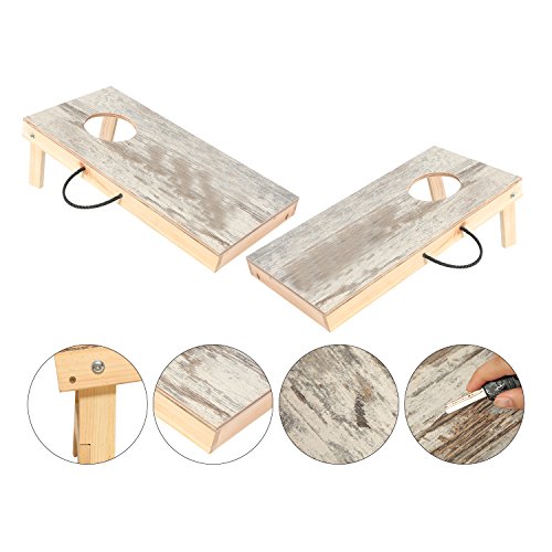 OOFIT Junior Size Sports CornHole Boards Game Set Mildew Resitant with Classical Printed Surface Pattern for Indoors, Backyard and Beach Fun