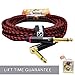 SRADIO Guitar Instrument Cable 10 Foot, AMP Cord Right Angle 1/4-Inch TS to Straight 1/4-Inch TS Guitar Cable 10FT with Red Tweed Cloth for Electric Guitar，Bass，Keyboard