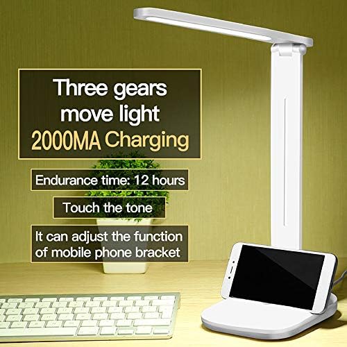 LED Desk Lamp, Dimmable Reading Lamp with Built-in 2000mAh Rechargeable Battery,Three Color Temp,Touch Control Table Light with Stepless Brightness for Home Office