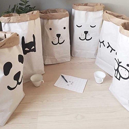 Kids Kraft Paper Cute Storage Bag Baby Animal Letter Toys Clothes Wall Children Sundries Tidy Pocket (Random: Pattern)