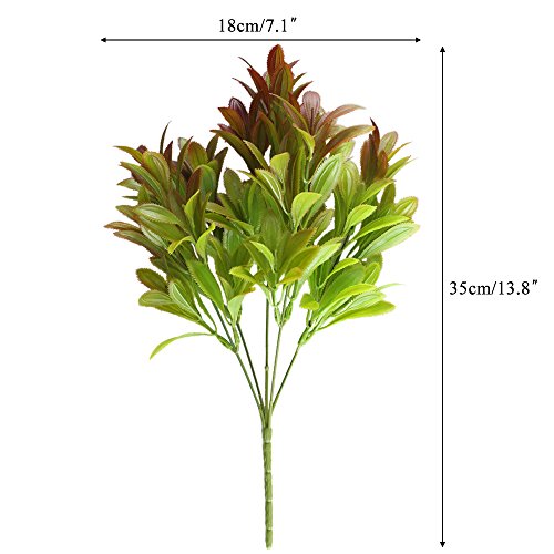 Nahuaa 4PCS Artificial Plants Outdoor Fake Greenery Bush Faux Plastic Shrubs Indoor Outside Table Centerpieces Arrangements Home Kitchen Office Windowsill Spring Decorations
