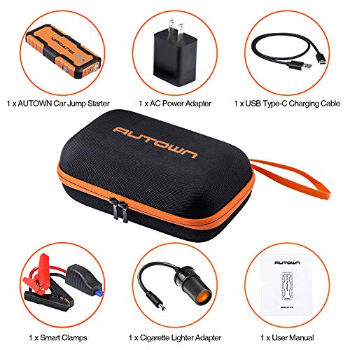 AUTOWN Car Jump Starter - 21000mAh 1000A Peak, 12V Auto Battery Booster with Quick Charge (Up to 8.0L Gas, 6.5L Diesel Engine), Portable Power Pack & Jump Box with Smart Jumper Cables and LED Light - Thumbnail 6