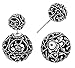SheLian Vintage Front Back Womens Double Side Round Ball Stud Earrings(Antique Silver Tone)