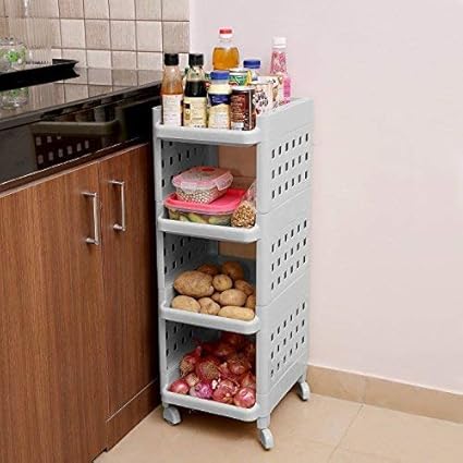Buy Kurtzy Vertical Rack 4 Layer Storage Organizer With Wheels For