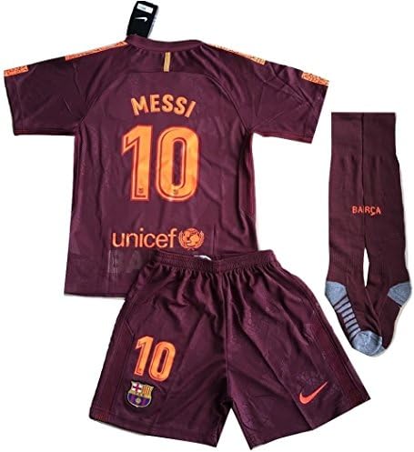 New #10 Messi 2017-2018 Barcelona FC 3rd Jersey Shorts &amp; Socks For Kids and Youths (Ages: 9-10)