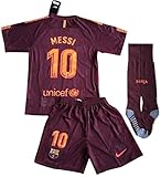 NEW 2017/2018 Messi #10 FC Barcelona Champions League 3rd Jersey Shorts and Socks for Kids/Youth