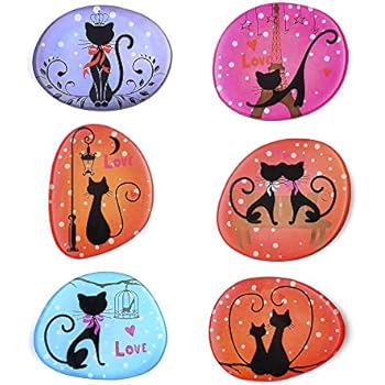 Fridge Magnets 6 Pcs Cute Refrigerator Magnets Ornament for Adults Kids School Locker Office Whiteboard Kitchen Home Menu Message Board Cool Funny Decor Strong Fridge Magnets Pack - Black Cat