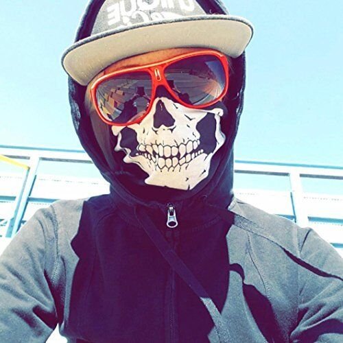 Motorcycle Face Masks 3 Pieces Xpassion Skull Mask Half Face for Out Riding Motorcycle Black