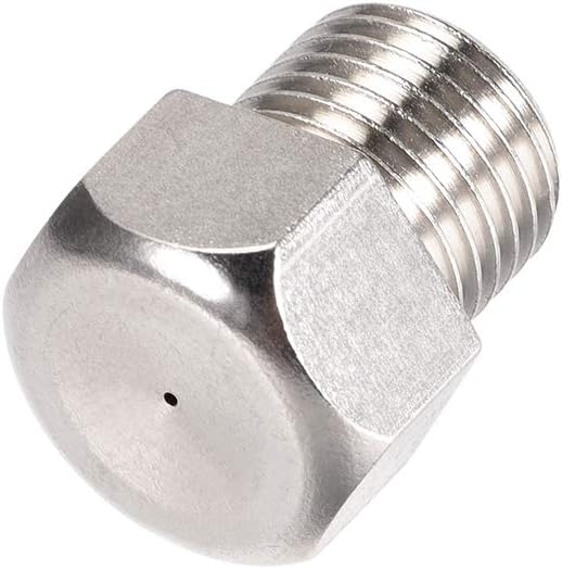 sourcing map G1/4 Mist Nozzle - 0.7mm Orifice Dia Brass Fine Atomizing Spray Tip, 1/4BSPT (0.7mm Orifice Dia)