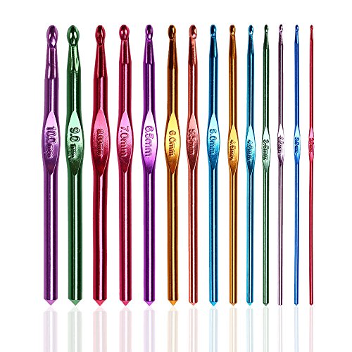 JZK 14x Aluminum Crochet Hooks Set Knitting Needles Weaving Tools Set, 2.0mm/2.5mm/3.0mm/3.5mm/4.0mm/4.5mm./5.0mm/5.5mm/6.0mm/6.5mm/7.0mm/8.0mm/9.0mm/10.mm, DIY Tools - Thumbnail 5