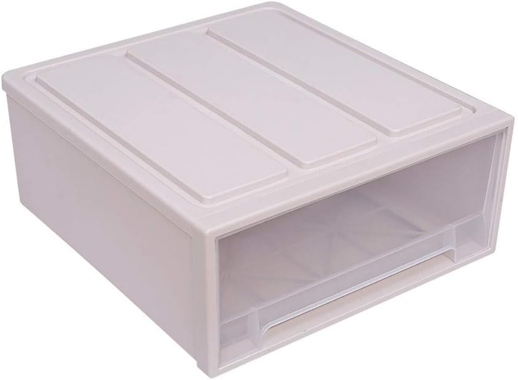 Kingko ® Storage Container Drawer Plastic Muji Style Minimalist Stackable Small Plastic Drawer Insert, Works Well as Accessories Organiser, Clear (Beige)