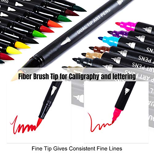 24-Colors-Dual-Tip-Brush-Pen-Art-Markers-Fine-Tip-Marker-Calligraphy-Brush-Pens-with-30-More-Ink-for-Journaling-Sketching-Hand-Lettering-Coloring-Books