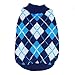 PanDaDa Small Pet Dog Plaid Style Sweater Knitwear Coat Apparel Dark Blue Small