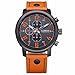 Curren Men's Outdoor Sport Military Quartz Analog Round Dial Leather Band SecondsWrist Watch Orange