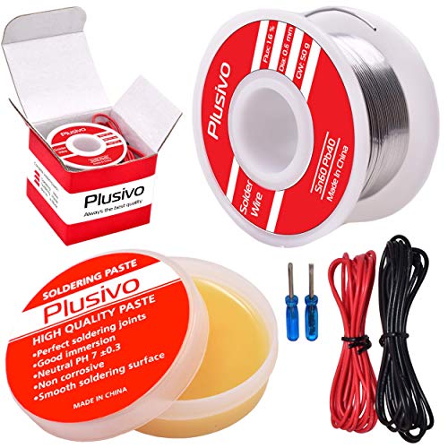 Solder Wire and Rosin Paste Kit - 0.6mm Active Tin Lead Solder Wire and Rosin Paste Flux for PCB Soldering from Plusivo