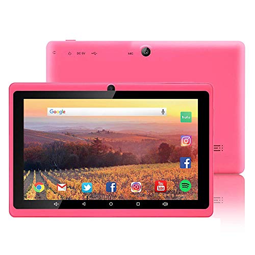 7 inch Tablet Google Android 8.1 Quad Core 1024×600 Dual Camera Wi-Fi Bluetooth 1GB/8GB Play Store 3D Game Supported GMS Certified (Pink)