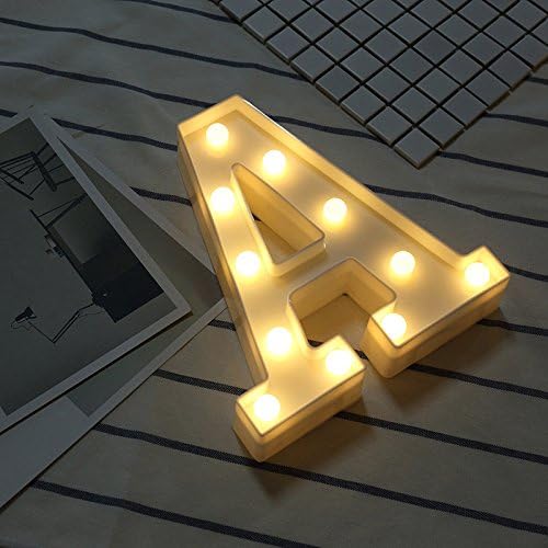 MUITOBOM LED Light Up Alphabet Letter Lights LED Alphabet Lights 26 Letters Sign Plastic Light up Word for Birthday Wedding Party Bar Bedroom Wall Hanging Night Decorations (A)