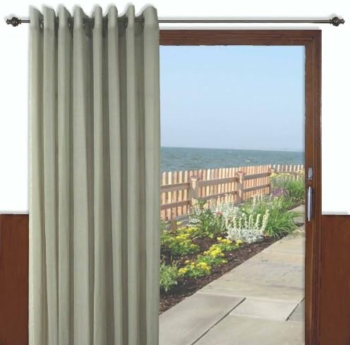 Ricardo Trading Bal Harbor Textured Semi-Sheer Grommet Patio Panel with Pull Wand, 106 by 84-Inch, Sage