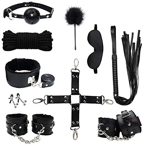 Blloeo 71-Comfortable10 PCS/Set Yoga Massage Tools B`D`S`M B-ö-ň-dàgé S-t-r-à-p-s Fétîsh Kits for Male Female (Black1)