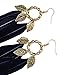 Pandahall 1 Pair Fashion Feather Earrings with Brass Earring Hooks Dangle Earrings for Women Lady Gifts (Black)