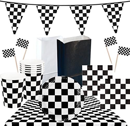 Grand Prix / Formula 1 / Racing Themed Black and White Check Table Party Pack for 24