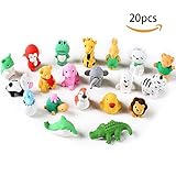MoloTAR 20 Animal Collectible Set of Random Adorable Novelty Erasers - Amazing Variety with No Duplicates - FUN Toys Best for Party Favors