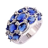 Psiroy Women's 925 Sterling Silver 7.75cttw Sapphire Quartz Filled Ring