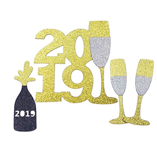 JANOU 2019 Gold Glitter Champagne Glass Cake topper Cupcake Toothpick Cake Decor Wedding Birthday Graduation New Year Party Suppliers