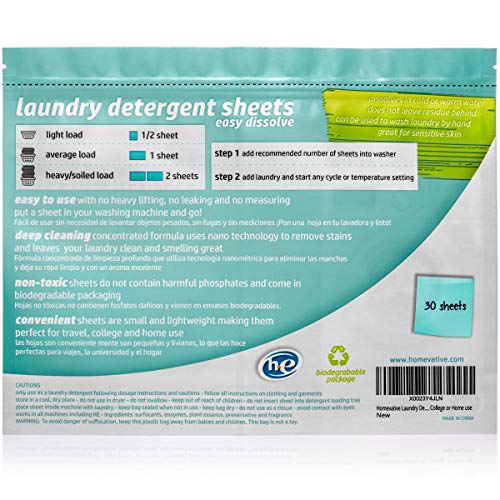 Homevative Laundry Detergent Sheets, Easy Dissolve, 30 Count, Fresh & Clean Scent, Full Size, Great  - //coolthings.us