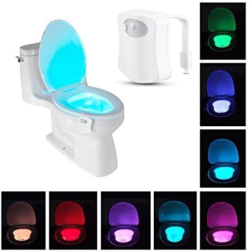 Motion Activated Toilet Night Light by AmazLight - 8-Color Motion Sensor LED Toilet Ligt - Great for Potty Training - Fits Any Toilet