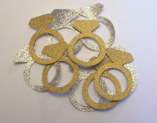 Party Confetti - Engagement party, Bridal Shower, Diamond Ring confetti party decor - Gold and Silver glitter - Custom Confetti