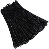 Caydo 400 Pieces Black Pipe Cleaners Chenille Stems for DIY Art Craft Decorations, 6mm x 12inch