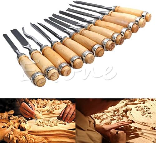 12Pcs Professional Wood Carving Hand Chisel Tool Set Woodworking Gouges