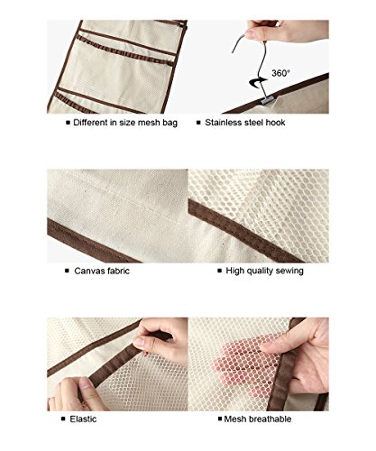Daygos Hanging Closet Dual-Sided Organizers-30 Pockets-Canvas Storage Bag for Stockings&Socks&Underwear&Jewelry Organization - Thumbnail 2