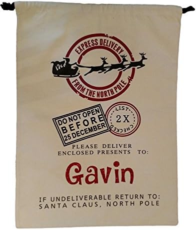 Personalized Christmas Santa Sack with Name In Red Glitter Vinyl (Free Personalization!)