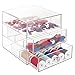 mDesign Office Supplies Desk Organizer for Staplers, Scissors, Pens, Markers, Highlighters - 3 Drawers, Clear