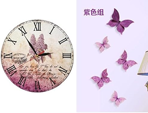 GAO Wall Clock Creative Decorations Clocks Western Idyllic Modern Wall Clock Home Living Room Wall Bedroom Mute Clocks 12 Inch In Purple Lavender With Butterfly