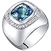 PEORA Men's Simulated Alexandrite Signet Ring 925 Sterling Silver, Color-Changing Large 7 Carats Cushion Cut 11mm, Sizes 8 to 13