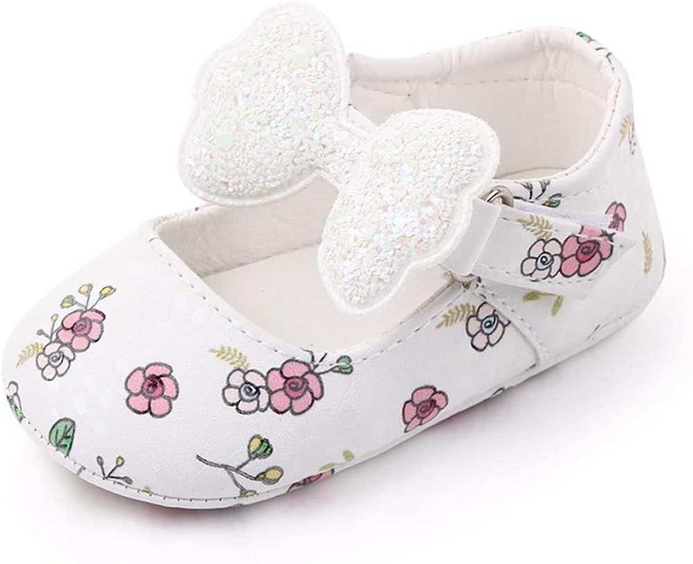 OAISNIT Baby Girl Shoes Mary Jane Flats Anti-Slip Princess Wedding Dress Infant Girl Soft Lightweight Crib Shoes