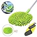 GES Car Wash Mop Mitt Kits with Long Handle, 3 in 1 Chenille Microfiber Car Wash Brush with Drying Squeegee Sponge, Car Cleaning Tools 180 Degree Rotation for Washing Car, RV, Truck