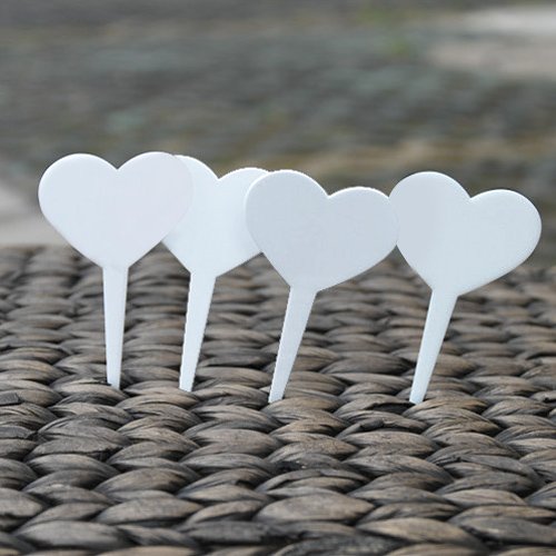 KINGLAKE 100 Pcs White Thick Plastic Garden Plant Seed Tags Heart Shaped Waterproof Nursery Garden Labels Marker