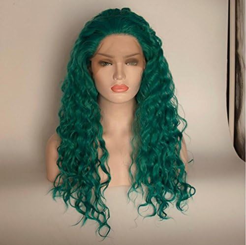 OOARGE Wig Woman Long Curls green Color High Temperature Resistant Wire Rose Net Head Sets Cosplay