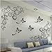 Hot Fashion Removable Vinyl DIY Black Nursery Flowers Vine and Beautiful Butterfly Wall Corner Decals Wall Sticker Murals Home Art Decor for Girls Kids Bedroom Living Room Home Decorations