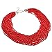 Fashion Multilayer Beads Chain Choker Collar Cluster Strand Handmade Bib Statement Necklace Red
